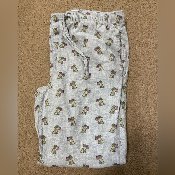 NWOT Men’s J Crew Dog & American Flag Drawstring Pajama Pants - Picture 2 of 6